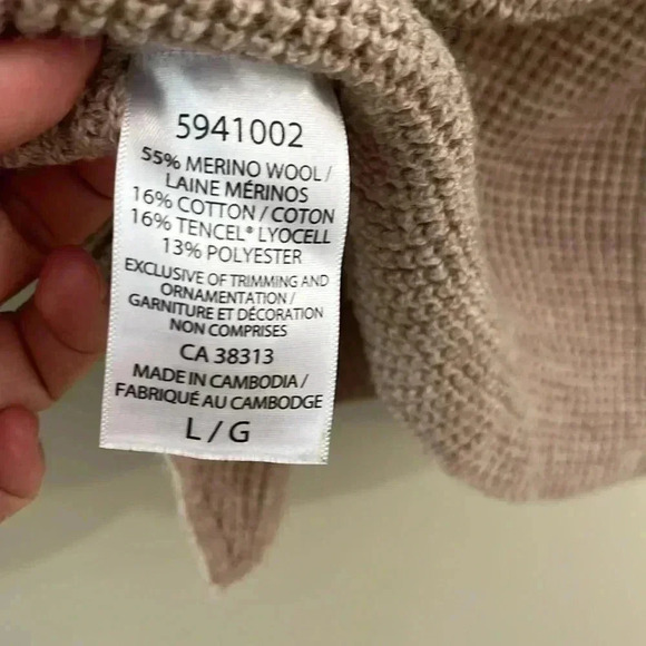 [L]Kersh Wool Rich Blend  Women Gray Brown LS V Neck Pull Over Sweater - Picture 7 of 8